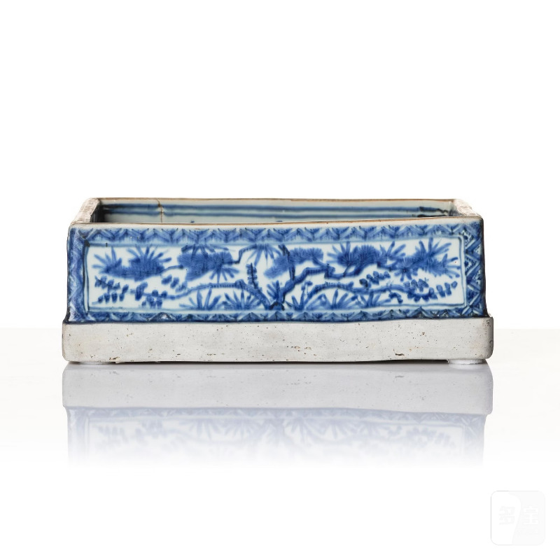A blue and white part writing-box, - 图4